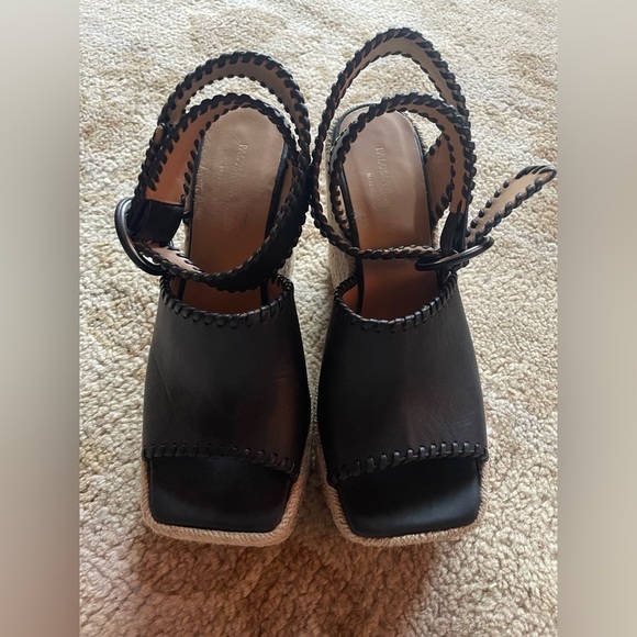 Paloma Barcelo Rafia Wedge Ankle Strap Heel 37 - Picture 2 of 10